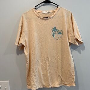 Altar'd State peach Tee with Teal Palm Graphic